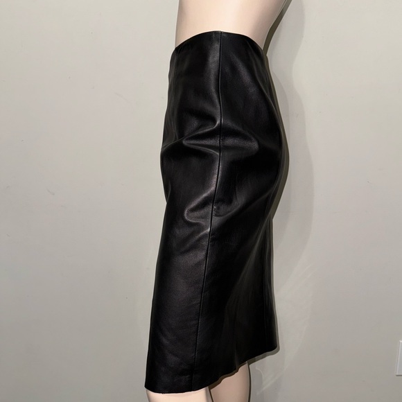 Antonio Melani Black Leather Pencil Skirt M - Picture 6 of 14